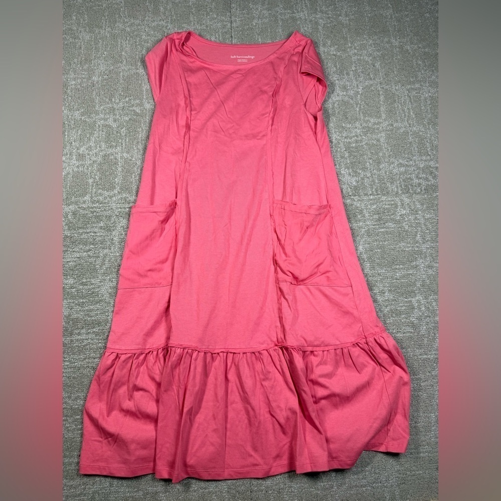 Soft Surrounding NWT Flueri Swingy Cotton Modal Pocket Dress Coral Size MP